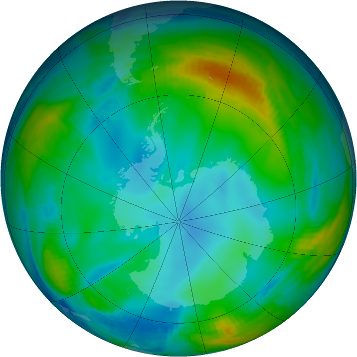 Antarctic ozone map for 09 June 1998